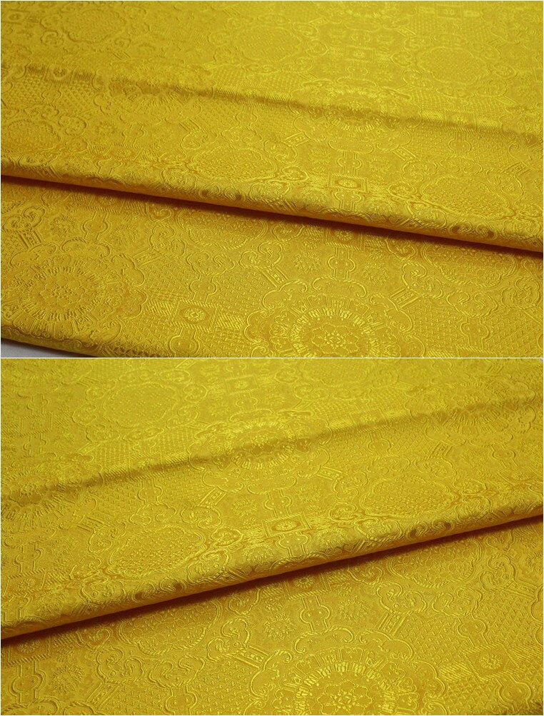 Gold Jacquard Fabric: Tortoise Bone Pattern, Silk Rayon Blend