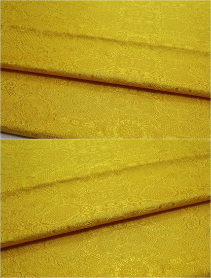 Gold Jacquard Fabric: Tortoise Bone Pattern, Silk Rayon Blend