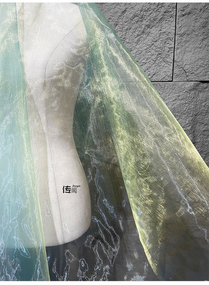 Colorful Gradient Organza Fabric: Laser Symphony Yarn (By The Meter)