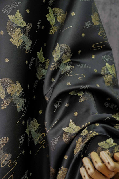 Black Jacquard Fabric: Gold Butterfly Pattern, Upholstery & Sewing (59" W By 1 Meter)