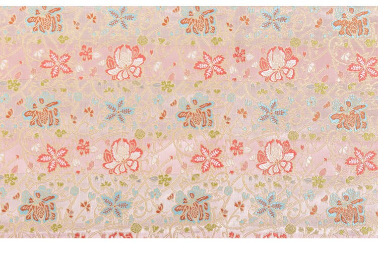 Nishijin Crane Kinran Fabric: Black Jacquard Silk Brocade Damask (29.5" Width)