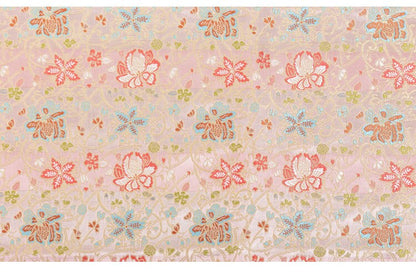 Nishijin Crane Kinran Fabric: Black Jacquard Silk Brocade Damask (29.5" Width)