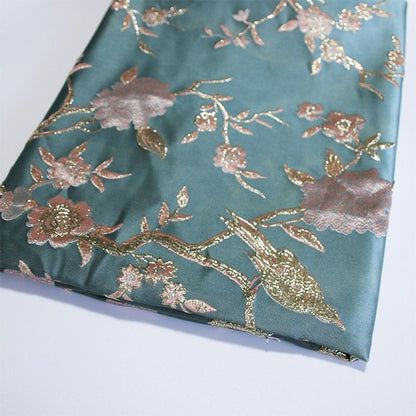 Gold Thread Damask Fabric: Metallic Jacquard Brocade (59"W)