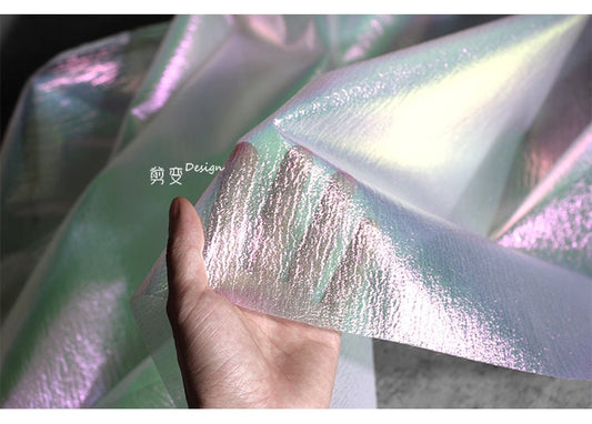 Pleated Pearl Illusion Mesh Fabric, Gradient Polyester, 57" Wide