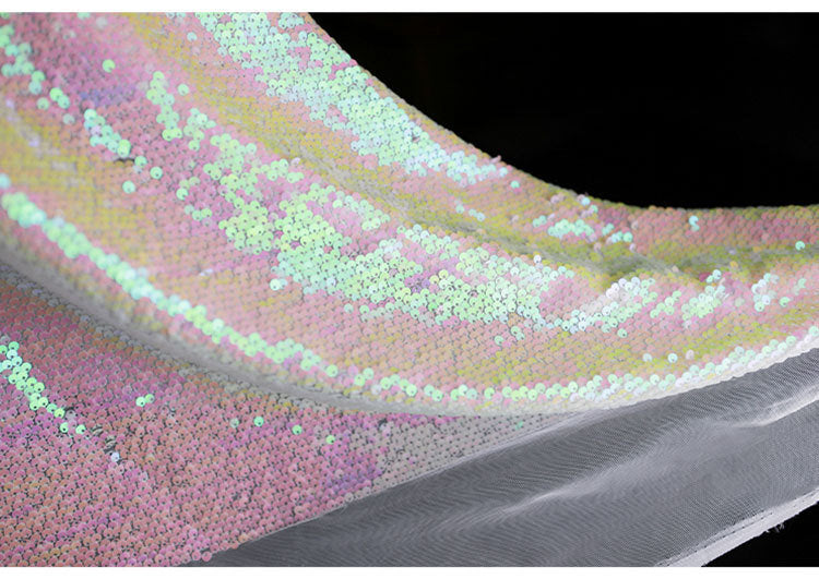 Pink Fish Scale Sequins Fabric: 53"W Symphony Gradient Polyester