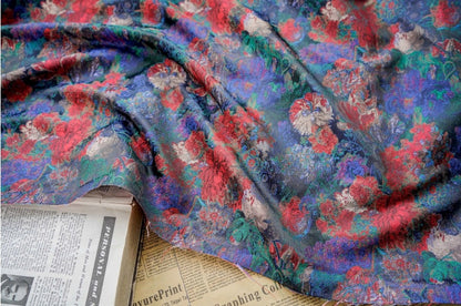 Autumn Floral Jacquard Fabric: Retro Palace Style, 62" Wide