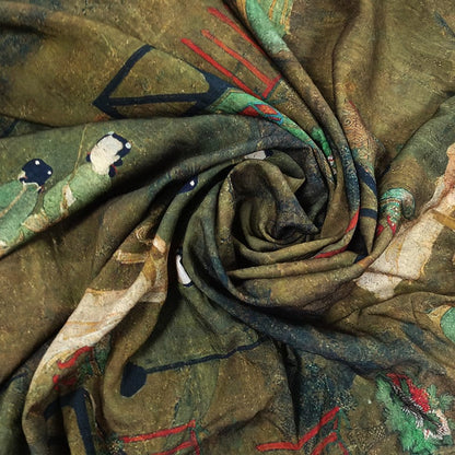 Chinoiserie Linen Fabric: Asian Ladies, Sewing Scene, Home Decor