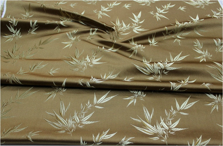 Leaves & Flower Brocade Fabric: Silk Rayon Blend, 29.5" Wide