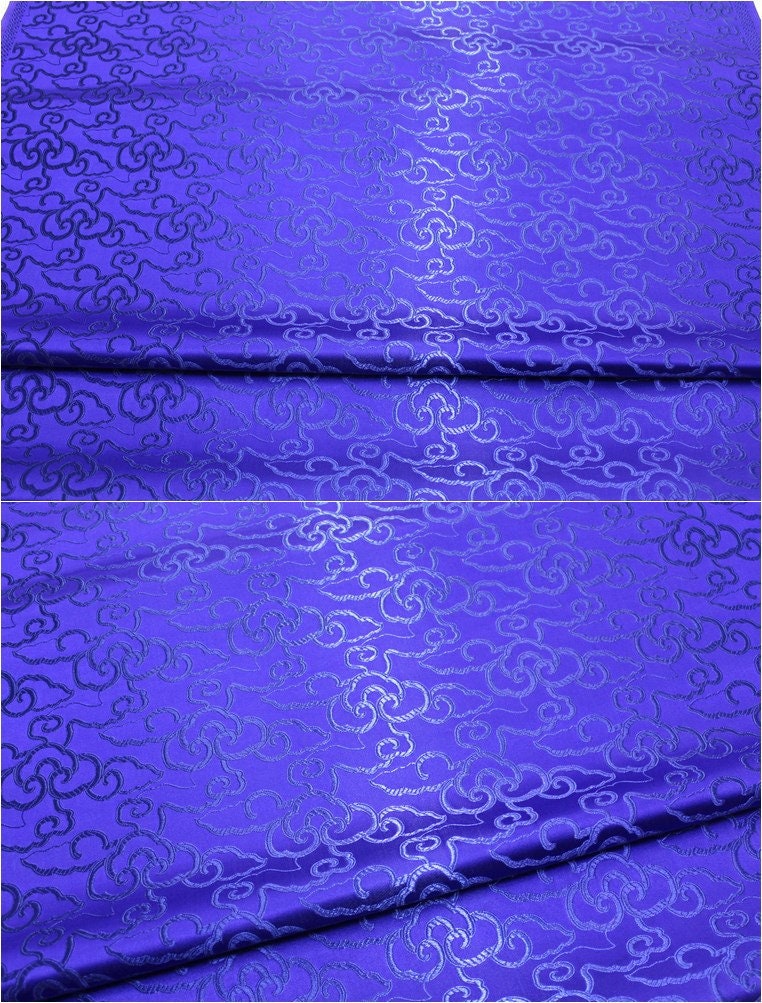 Cloud Brocade Fabric: Turquoise Jacquard, Costume Dress Material - By The Meter