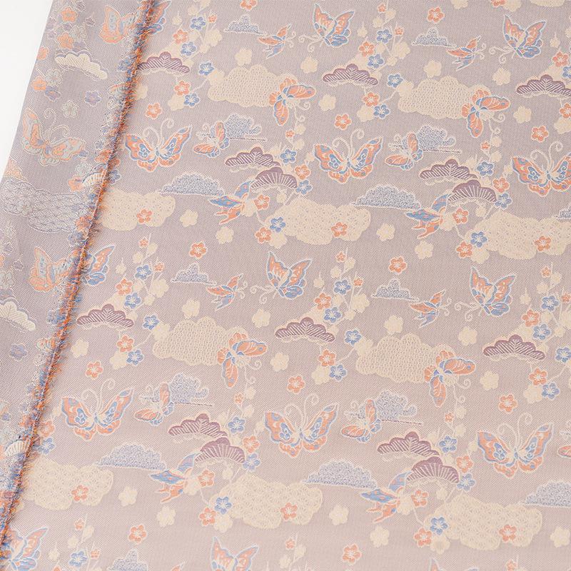 Nishijin Woven Silk Brocade: Gold Butterfly Floral Fabric, 59" Wide - Poppylollipop