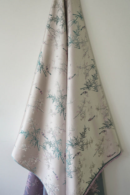 Floral Bamboo Brocade Satin Fabric - Light Purple, 59" Wide