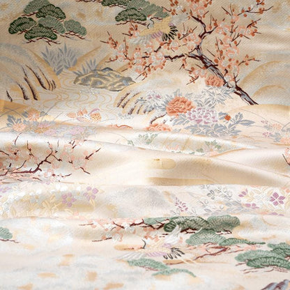 Nishijin Weaving Fabric: Pine, Cypress & Plum Blossom - 59"W Silk Rayon Blend