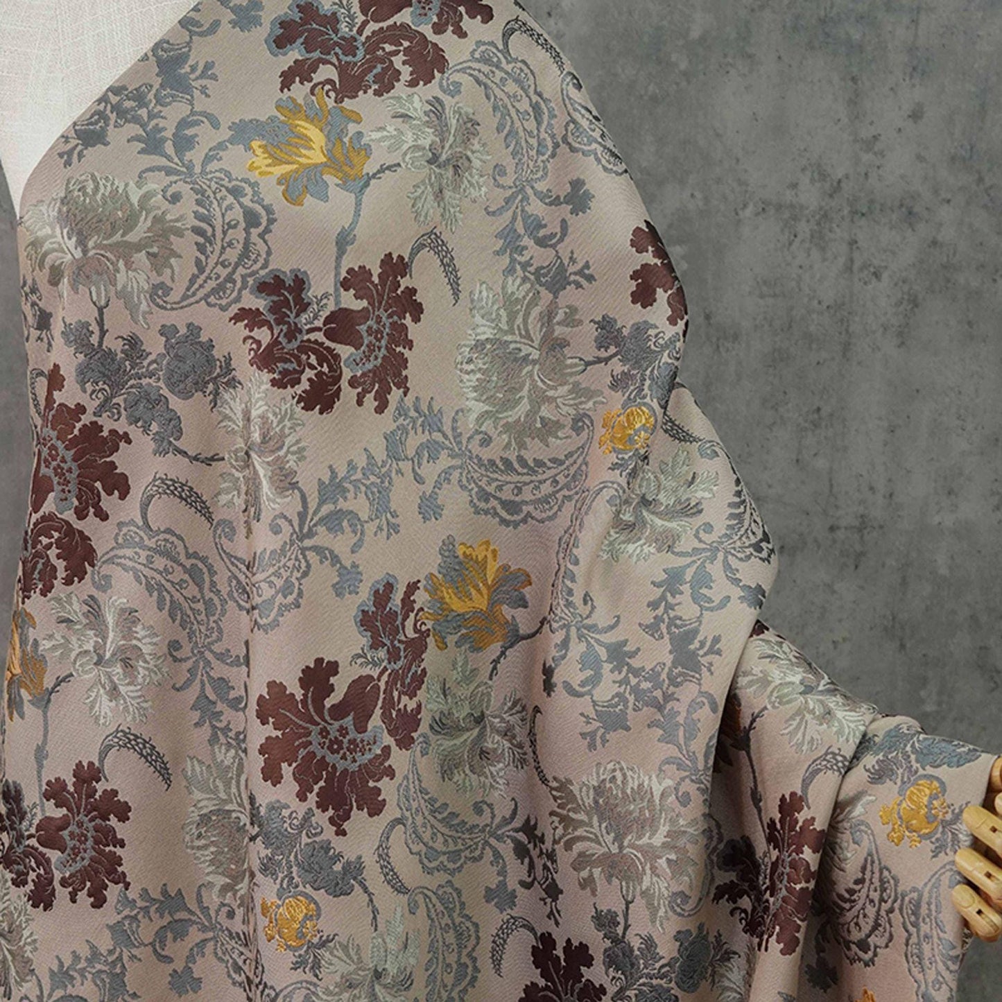Gold Embossed Palace Jacquard Fabric: Damask Upholstery, Costume, Curtain - 59"W