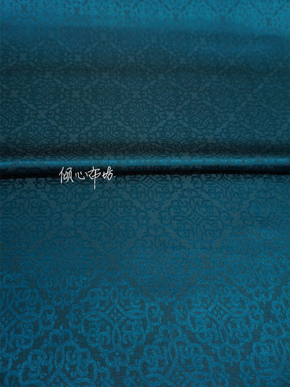 Brocart de rayonne turquoise : Damas chinois, 75 cm de large - Vendu au mètre