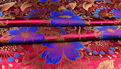 Lily Brocade Fabric: Chinese Woven Damask, Costume & Decor - 29.5"W