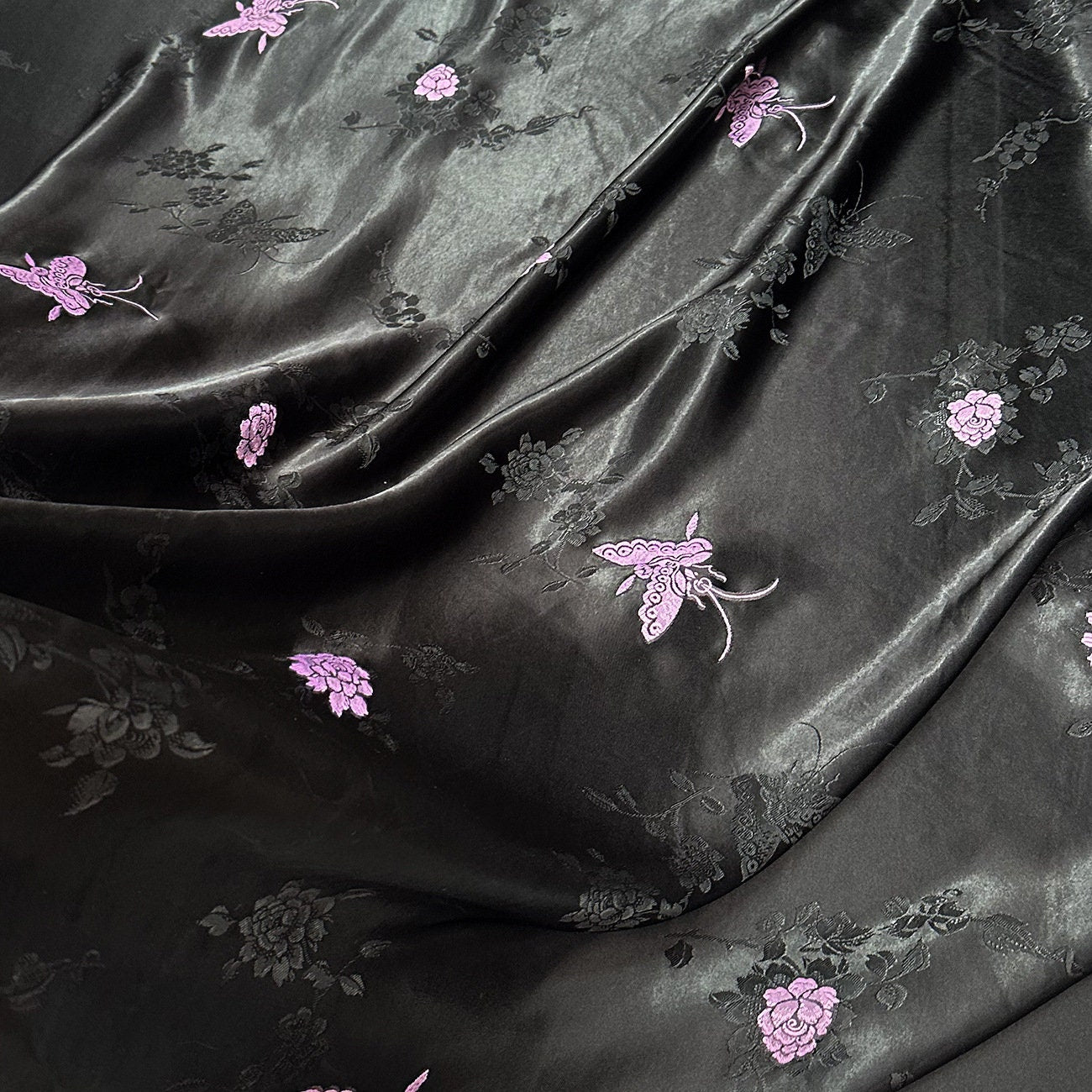 Rose Damask Rayon Fabric: Two-Sided Jacquard, 59" Wide - By The Meter