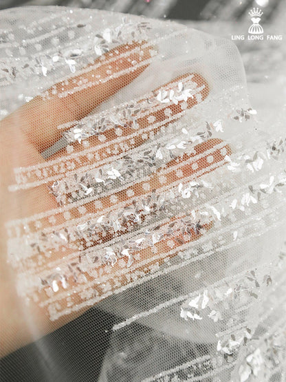 Metallic Foil Mesh Fabric, Ethnic Style, Costume, Decor - 60"