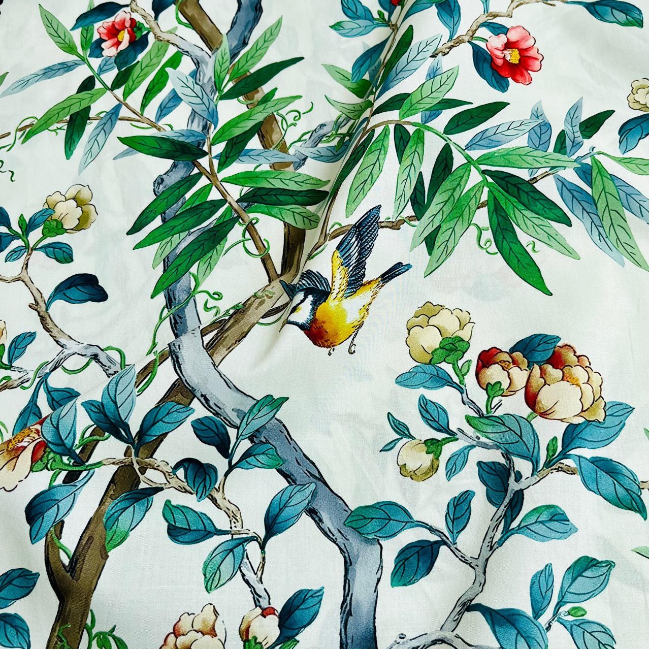 Floral Bird Print Cotton Fabric: 59" Wide Sewing Quilting