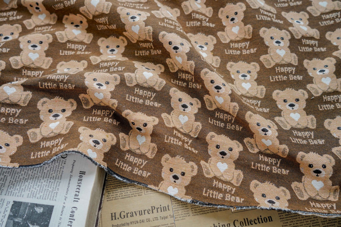 Bear Jacquard Fabric, 60/40 Poly Cotton Blend, 59" Wide