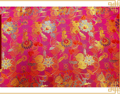 Tissu brocart de soie à motif grenade : rayonne pour ameublement, costumes et décoration (45 po de largeur, 1 mètre)