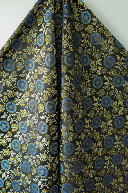 Botanical Song Jin Brocade Textile - Woven Creeping Vine and Small Flowers Design, 59"Wide