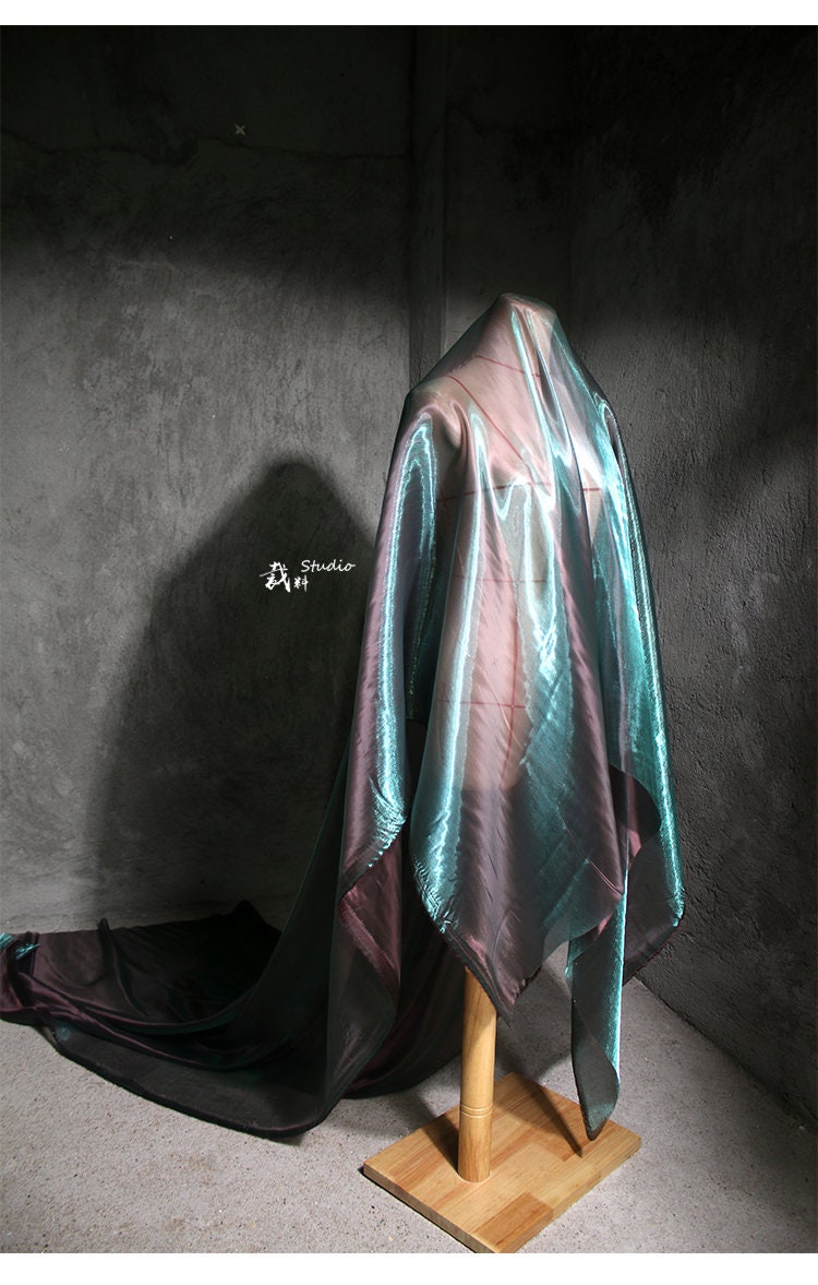 Aurora Green Glitter Organza Fabric: Luxury Sheer Wedding Material