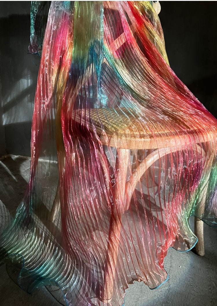 Rainbow Waves Accordion Pleated Organza Fabric - 55"W