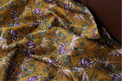 Caramel Floral Embossed Jacquard Fabric: 57" Wide Polyester