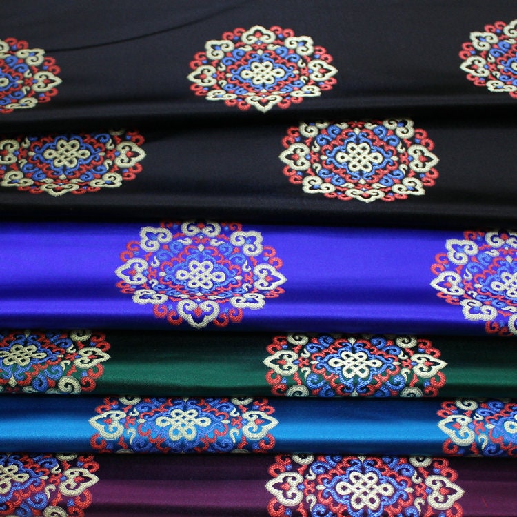 Chinese Brocade Fabric: Mongolian Gown Robe Decoration (29.5"W)