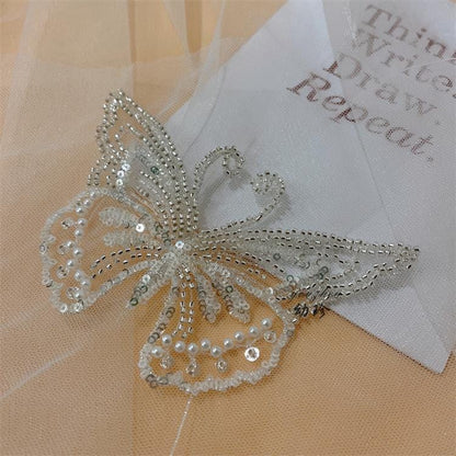 Embroidered Butterfly Lace Trim: Sequin Bridal Wedding Veil Accessory