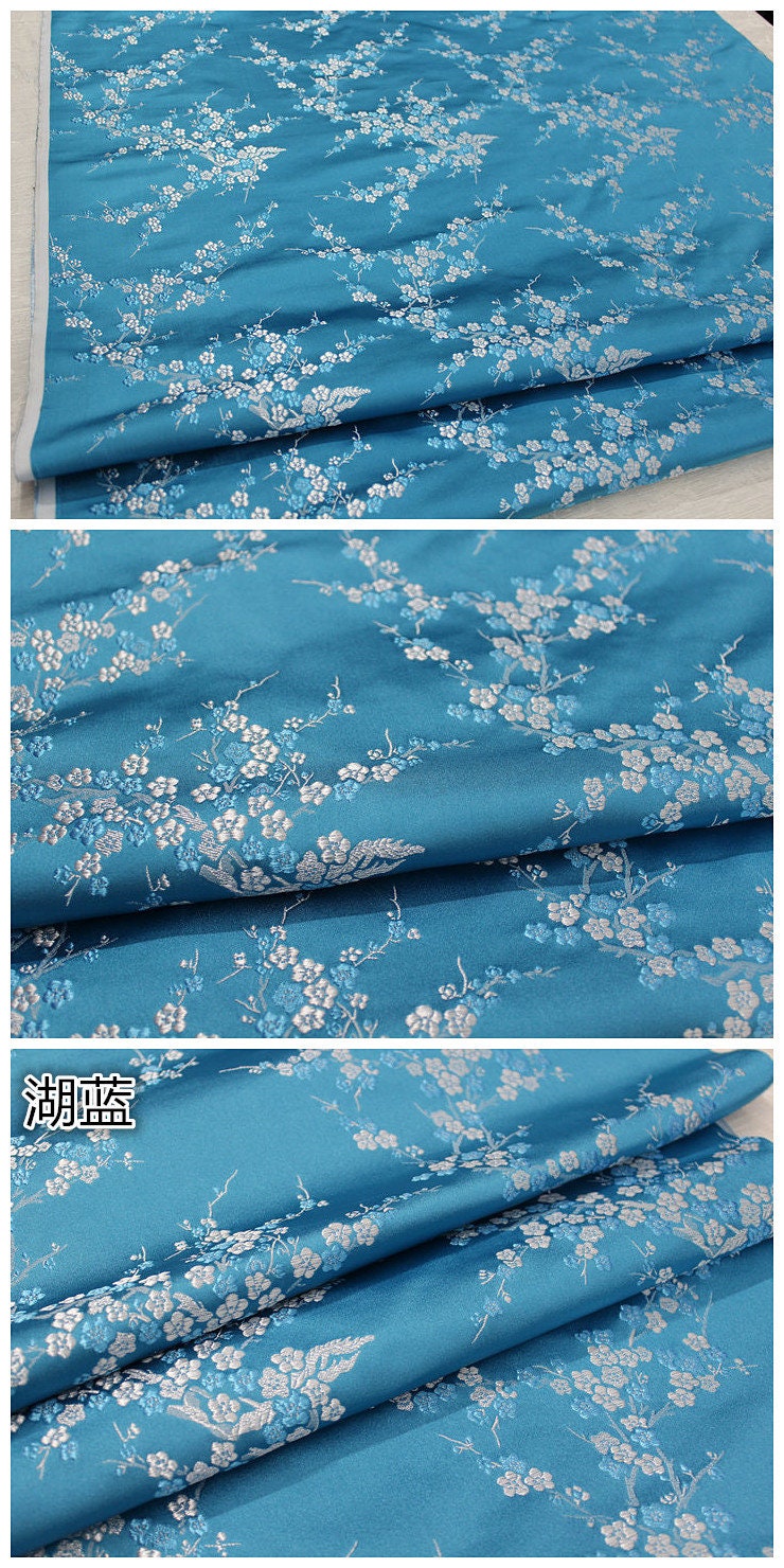 Plum Blossom Silk Brocade Fabric: Multicolored Cheongsam Qipao Material