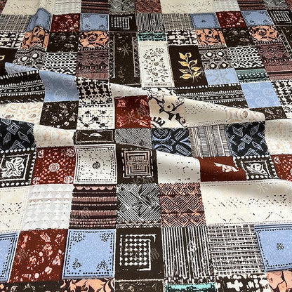 Tissu en coton collage vintage : matériau de quilting d'art rétro (55 po L)