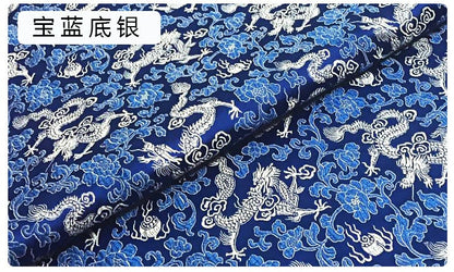 Tissu brocart de soie bleu royal : matériau de couture d’ameublement traditionnel