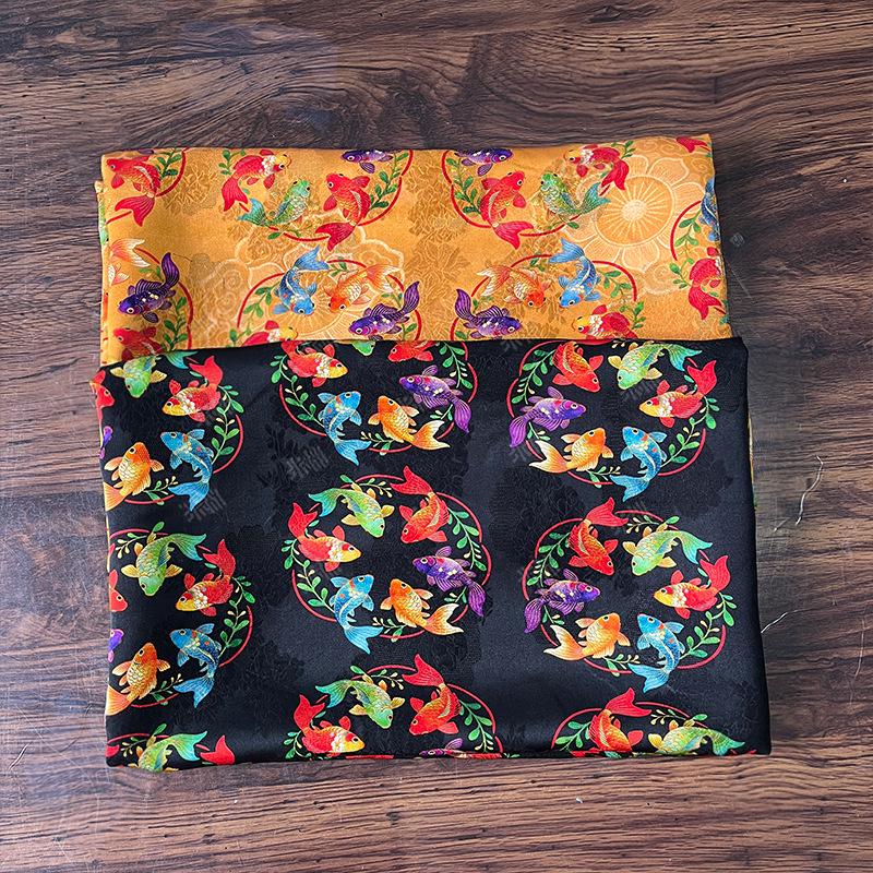 Colorful Fish Jacquard Fabric ��� Silk Ble" Wide