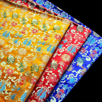 Pisces Fish Brocade Fabric: 58"W Chinese Rayon Sewing Material