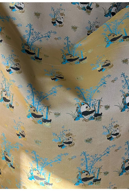 Tissu brocart jacquard bambou Panda : mélange de rayonne de 150 cm de large