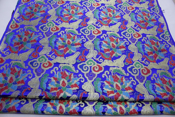 Floral Brocade Fabric: Chinese Style Jacquard Silk Rayon Blend