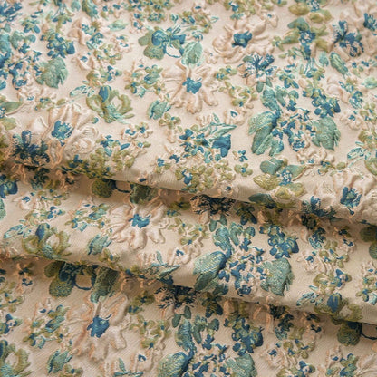 Vintage French Jacquard Fabric: 3D Floral Texture, Upholstery & Sewing, 53" Wide