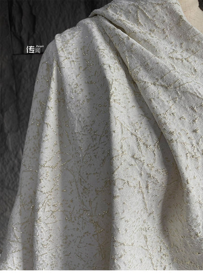Gold Thread Jacquard Fabric: 3D Oil Painting Texture, 53" Wide