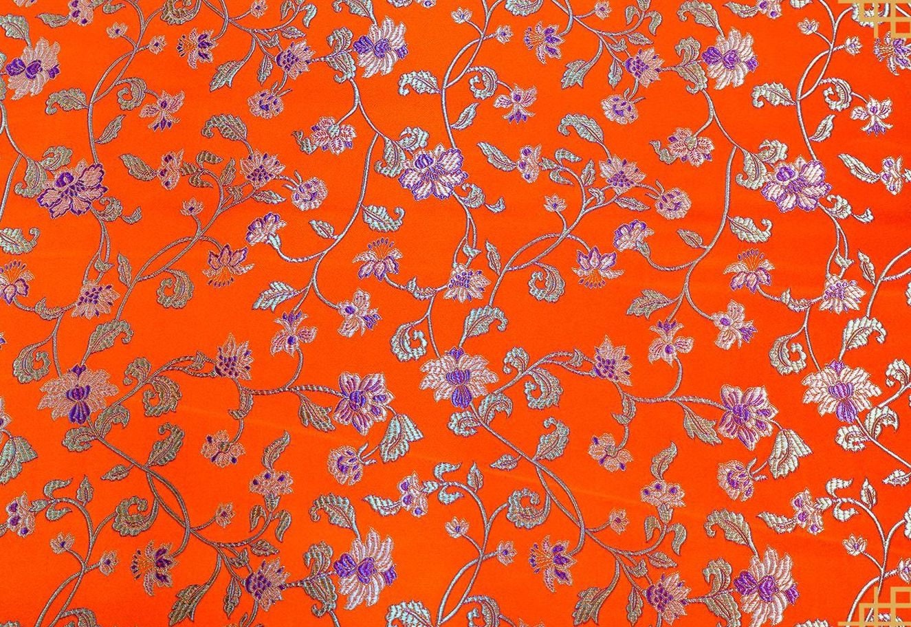 Floral Brocade Fabric: Rayon Nylon Blend, 45" Wide
