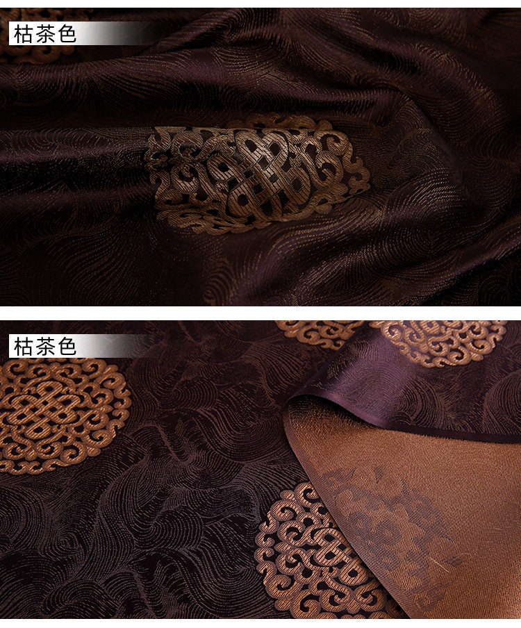 Auspicious Chinese Lucky Knot Brocade Fabric: Silk Satin Robe & Hanfu Material
