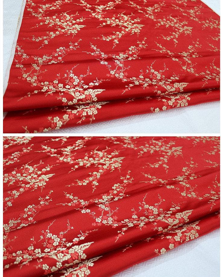 Plum Blossom Silk Brocade Fabric: Multicolored Cheongsam Qipao Material