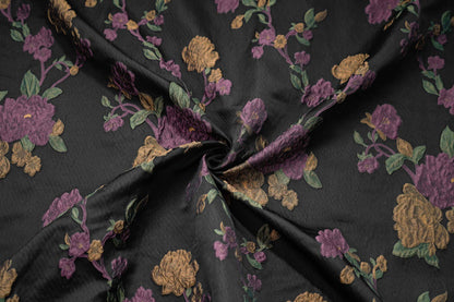 Tissu jacquard à motif floral et fils dorés : Tissu de créateur Vintage Palace, 147 cm de large