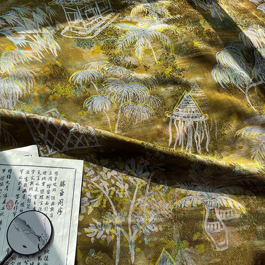 Rayon Silk Jacquard Xiangyun Fabric, Handcrafted Warm Forest Home Textile for Sewing, Dressmaking, DIY Craf" Wide