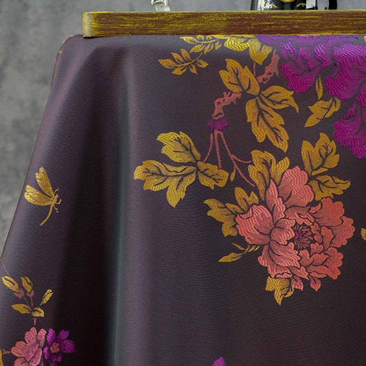 Tissu jacquard pivoine de luxe ��� Tissu tissé pour robes ��� Brocart chinois élégant, textile décoratif pour robes « Large