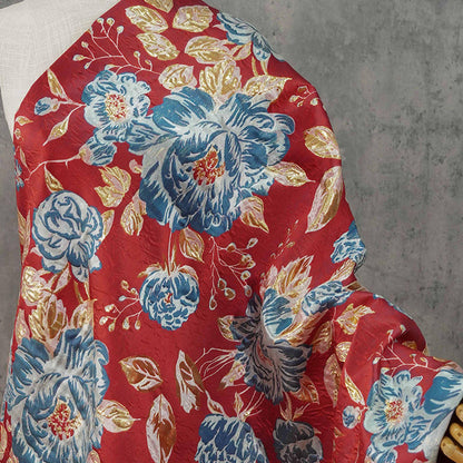 Gold Thread Jacquard Fabric: Rich Peony 3D Upholstery & Costume Fabric