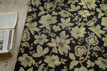 Gold Thread Jacquard Fabric: Vintage Palace Floral, 60"W - By The Meter