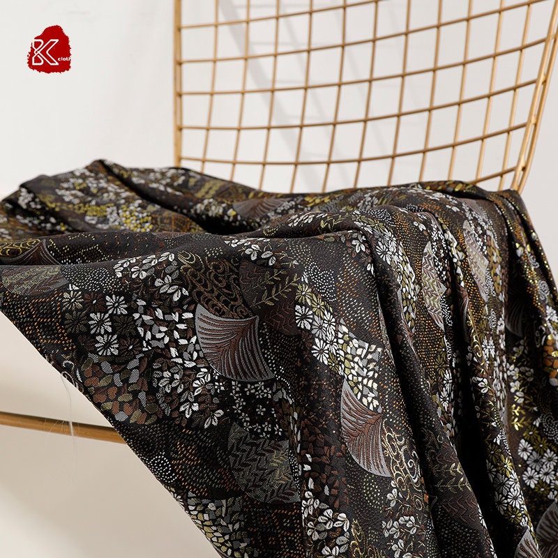 Tissu des éventails japonais Nishijin : Brocart jacquard de soie et rayonne