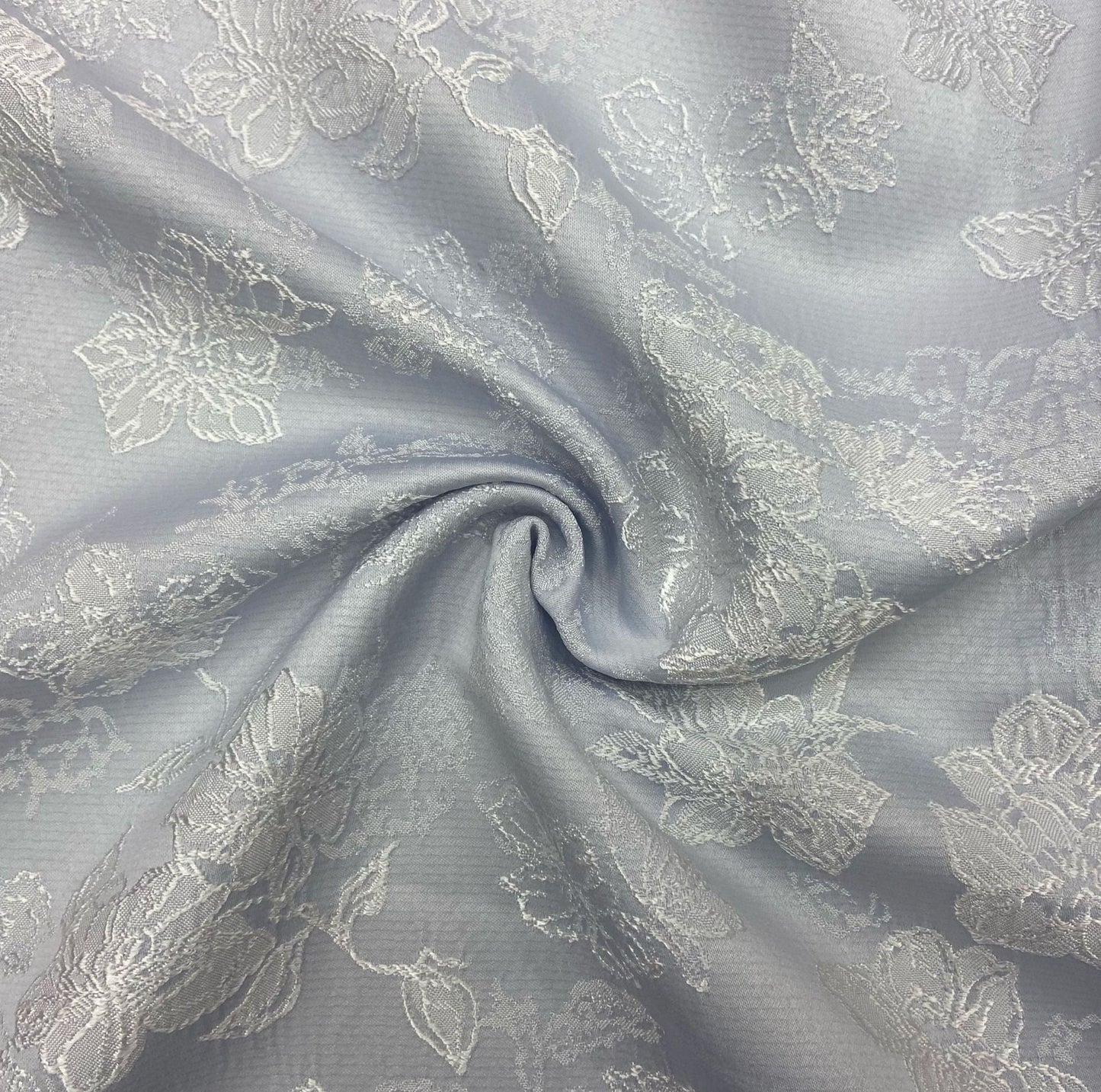 Elegant Satin Jacquard Fabric: 3D Flower Design, 59" Wide