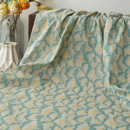 Elegant Embossed Geometric Fan Floral Textured Jacquard Fabric, 60" Wide